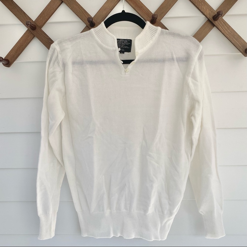 VINTAGE White Knit Long Sleeve Top